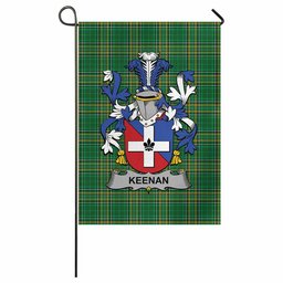 Keenan Irish Clan Tartan Garden Flag with Coat of Arms