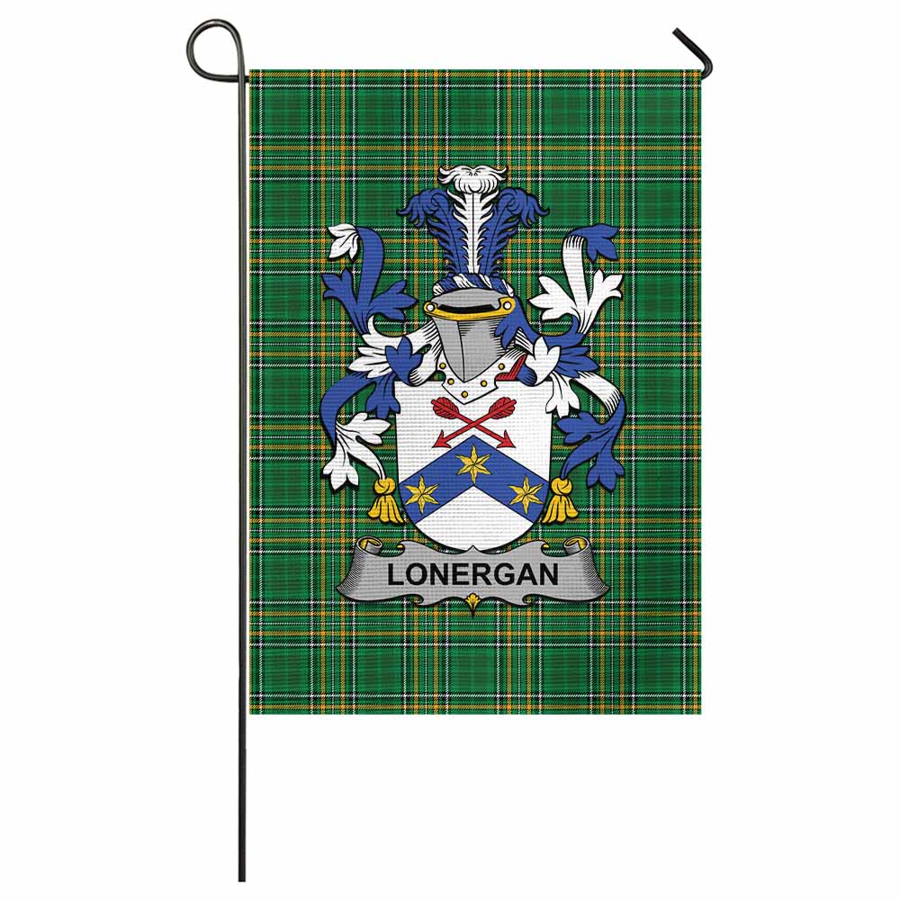 Lonergan Irish Clan Tartan Garden Flag with Coat of Arms