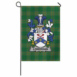 Lonergan Irish Clan Tartan Garden Flag with Coat of Arms