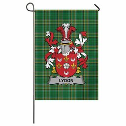 Lydon Irish Clan Tartan Garden Flag with Coat of Arms