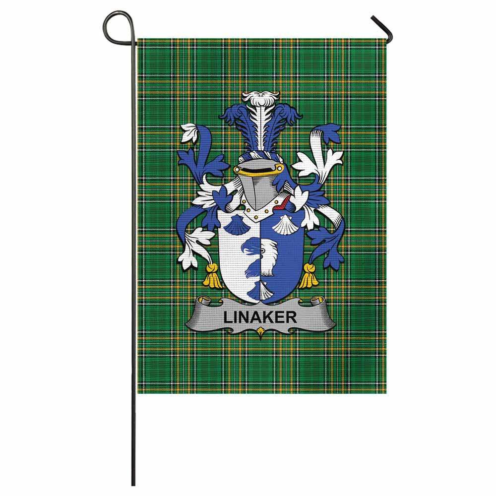 Linaker Irish Clan Tartan Garden Flag with Coat of Arms
