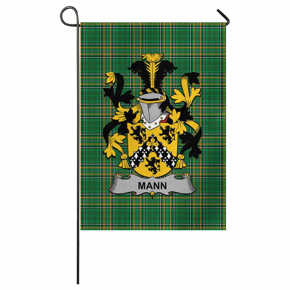 Mann Irish Clan Tartan Garden Flag with Coat of Arms