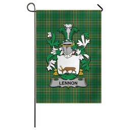 Lennon Irish Clan Tartan Garden Flag with Coat of Arms