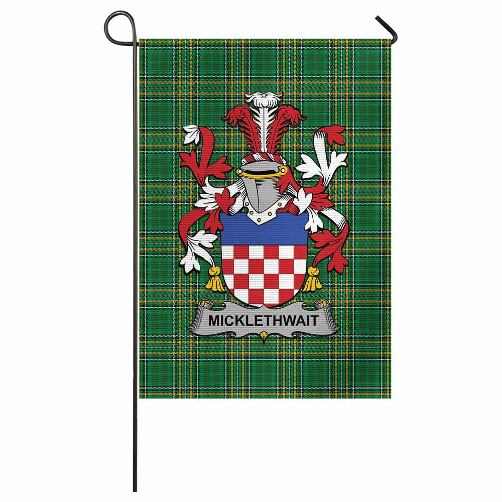 Micklethwait Irish Clan Tartan Garden Flag with Coat of Arms