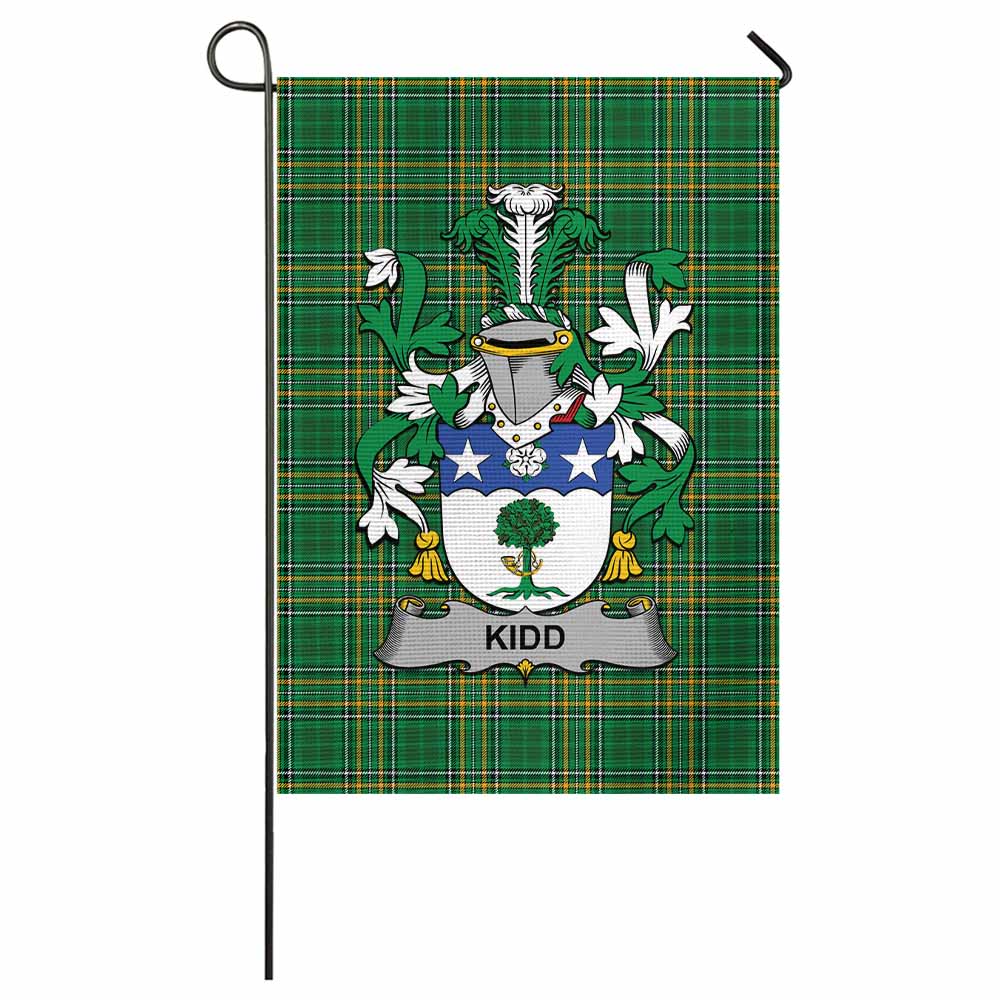 Kidd Irish Clan Tartan Garden Flag with Coat of Arms