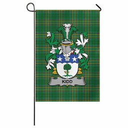 Kidd Irish Clan Tartan Garden Flag with Coat of Arms
