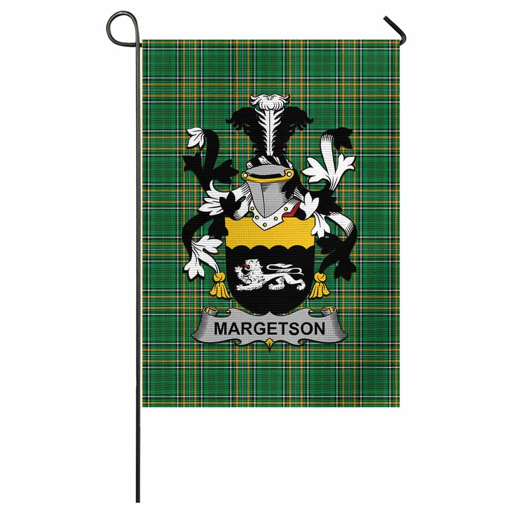 Margetson Irish Clan Tartan Garden Flag with Coat of Arms