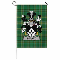 Looney Irish Clan Tartan Garden Flag with Coat of Arms