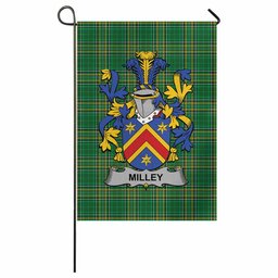 Milley Irish Clan Tartan Garden Flag with Coat of Arms