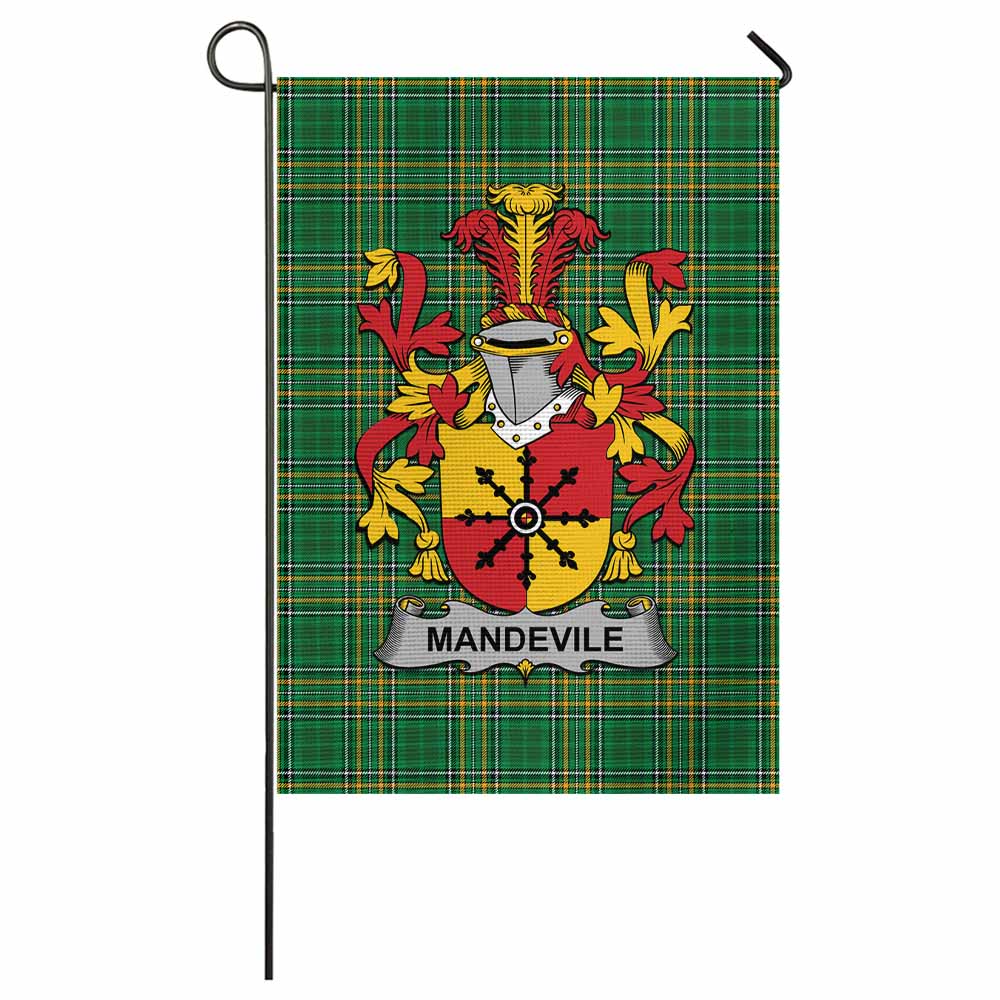Mandevile Irish Clan Tartan Garden Flag with Coat of Arms