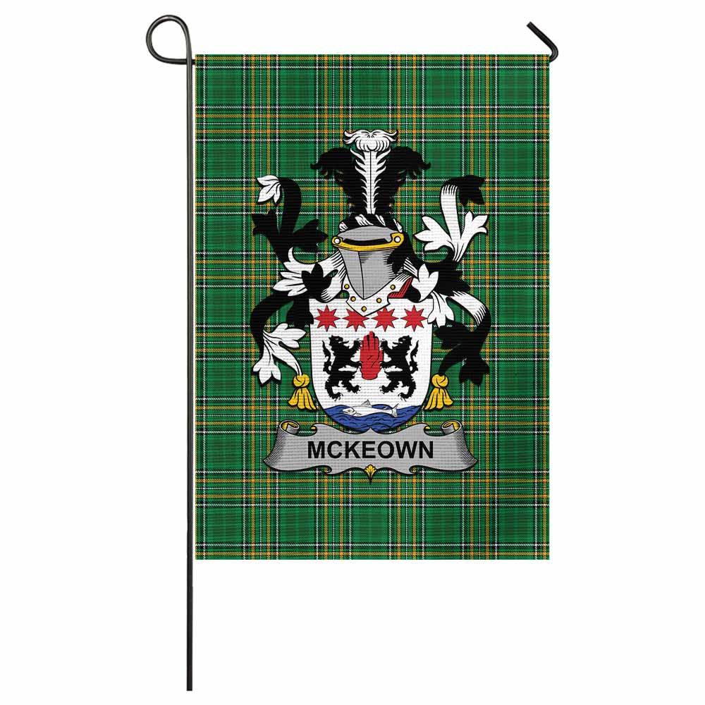 McKeown Irish Clan Tartan Garden Flag with Coat of Arms