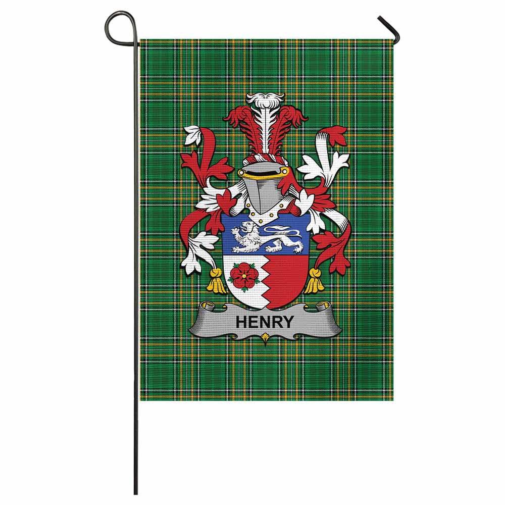 Henry Irish Clan Tartan Garden Flag with Coat of Arms