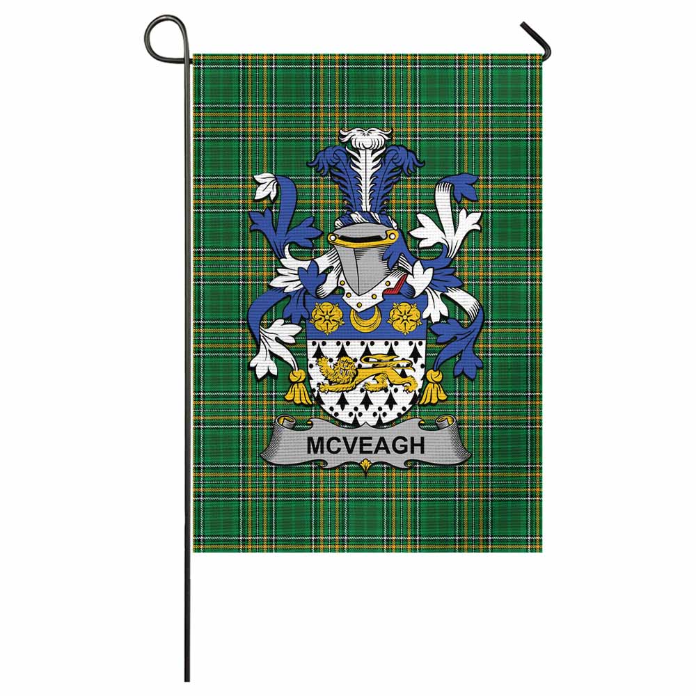 McVeagh Irish Clan Tartan Garden Flag with Coat of Arms