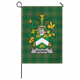 Kildahl Irish Clan Tartan Garden Flag with Coat of Arms