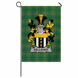 Kelleher Irish Clan Tartan Garden Flag with Coat of Arms