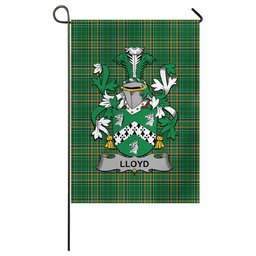 Lloyd Irish Clan Tartan Garden Flag with Coat of Arms