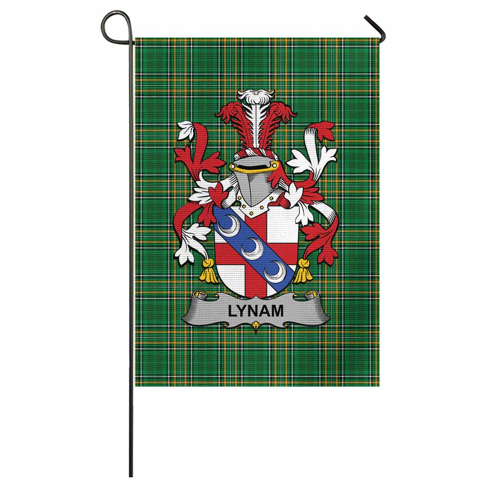 Lynam Irish Clan Tartan Garden Flag with Coat of Arms