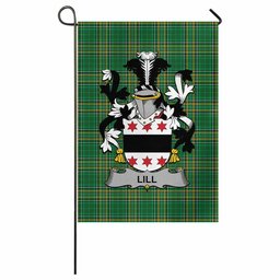 Lill Irish Clan Tartan Garden Flag with Coat of Arms