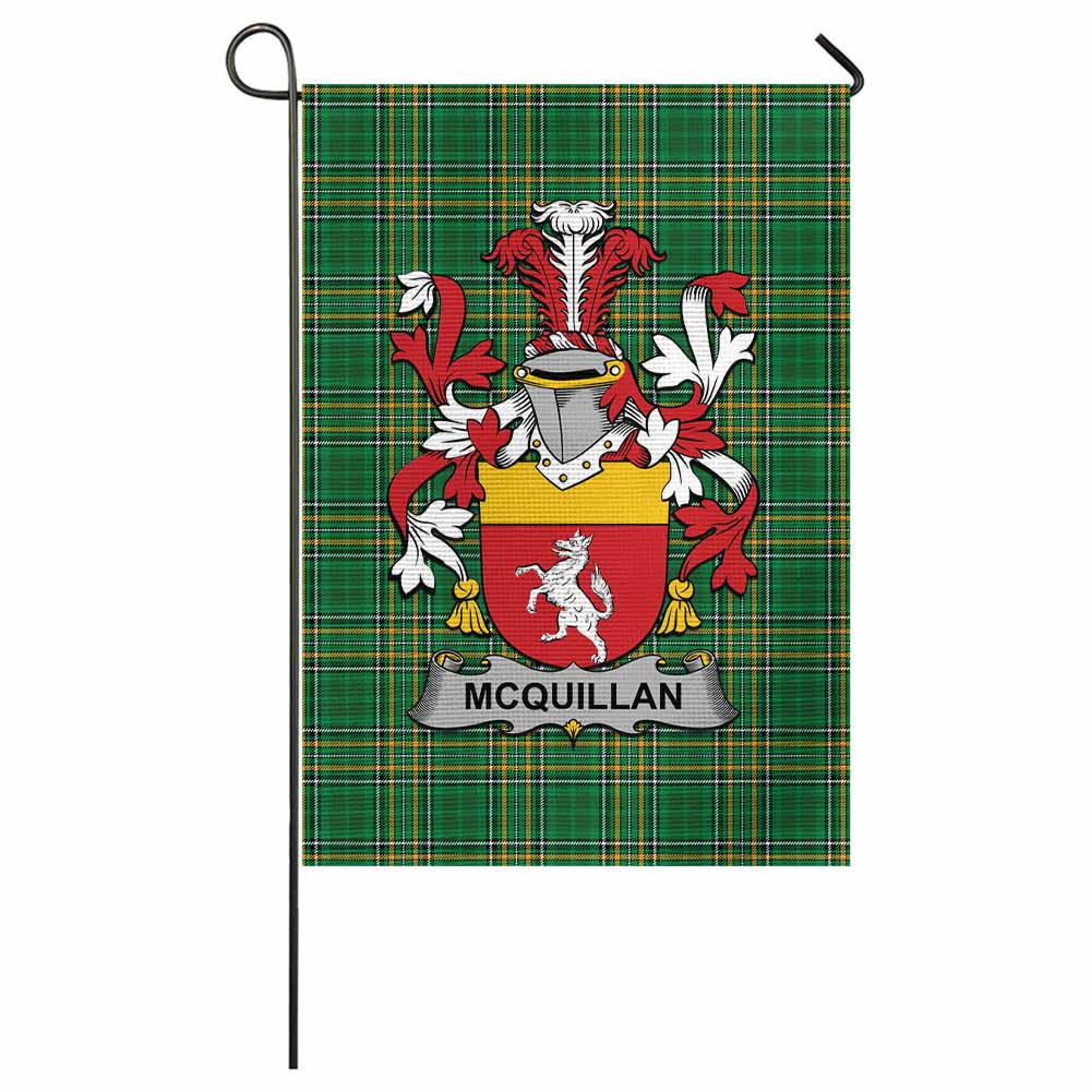 McQuillan Irish Clan Tartan Garden Flag with Coat of Arms