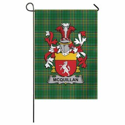McQuillan Irish Clan Tartan Garden Flag with Coat of Arms
