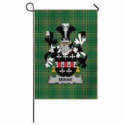 Minne Irish Clan Tartan Garden Flag with Coat of Arms