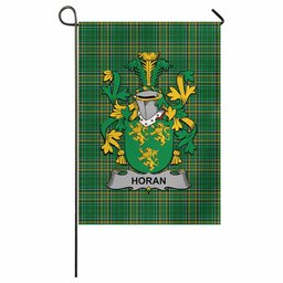 Horan Irish Clan Tartan Garden Flag with Coat of Arms