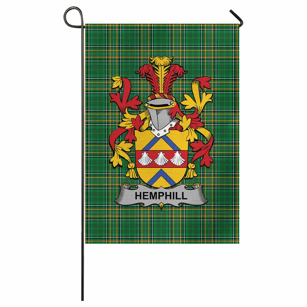 Hemphill Irish Clan Tartan Garden Flag with Coat of Arms