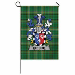 Herbert Irish Clan Tartan Garden Flag with Coat of Arms
