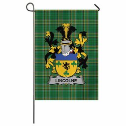Lincolne Irish Clan Tartan Garden Flag with Coat of Arms