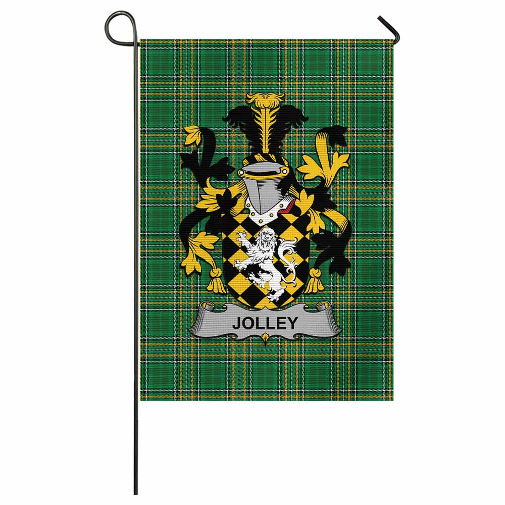 Jolley Irish Clan Tartan Garden Flag with Coat of Arms