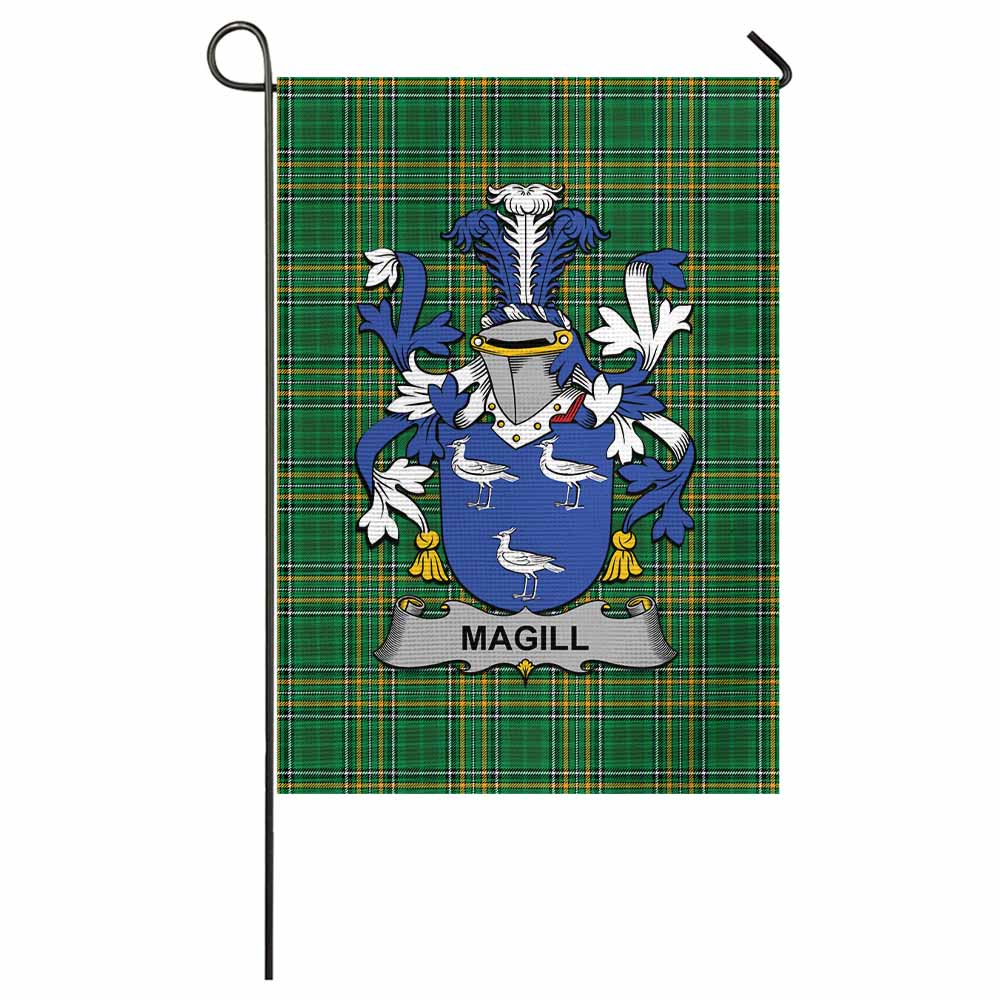 Magill Irish Clan Tartan Garden Flag with Coat of Arms