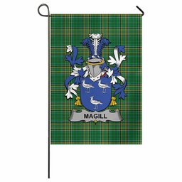 Magill Irish Clan Tartan Garden Flag with Coat of Arms