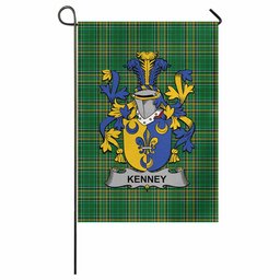 Kenney Irish Clan Tartan Garden Flag with Coat of Arms