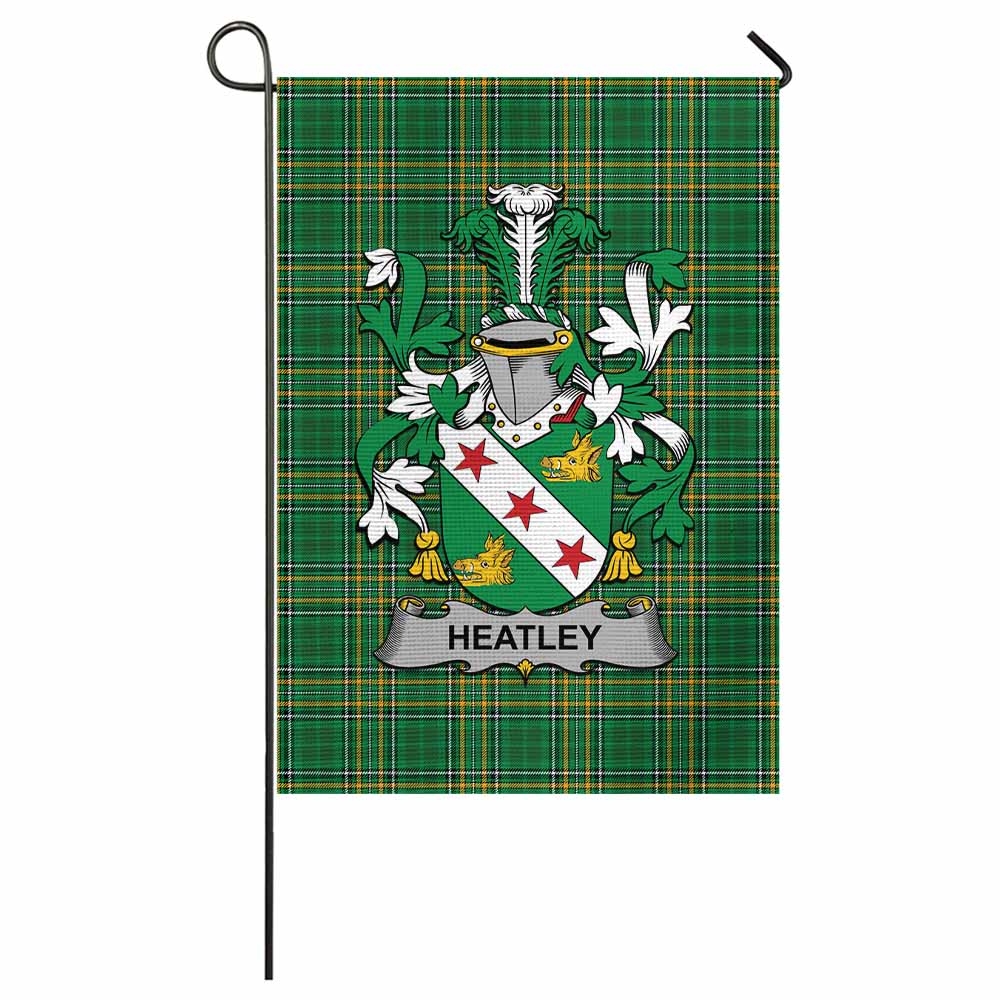 Heatley Irish Clan Tartan Garden Flag with Coat of Arms