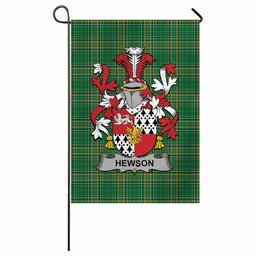 Hewson Irish Clan Tartan Garden Flag with Coat of Arms