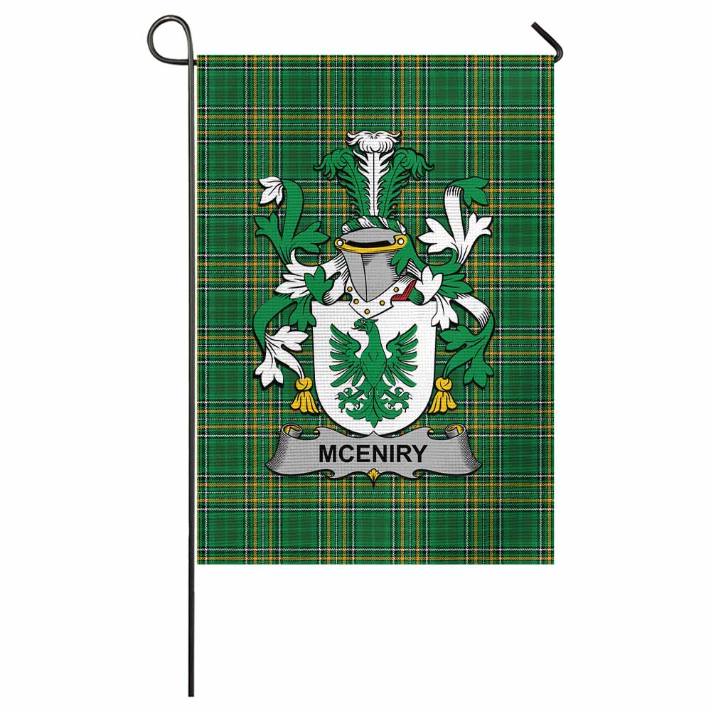 McEniry Irish Clan Tartan Garden Flag with Coat of Arms