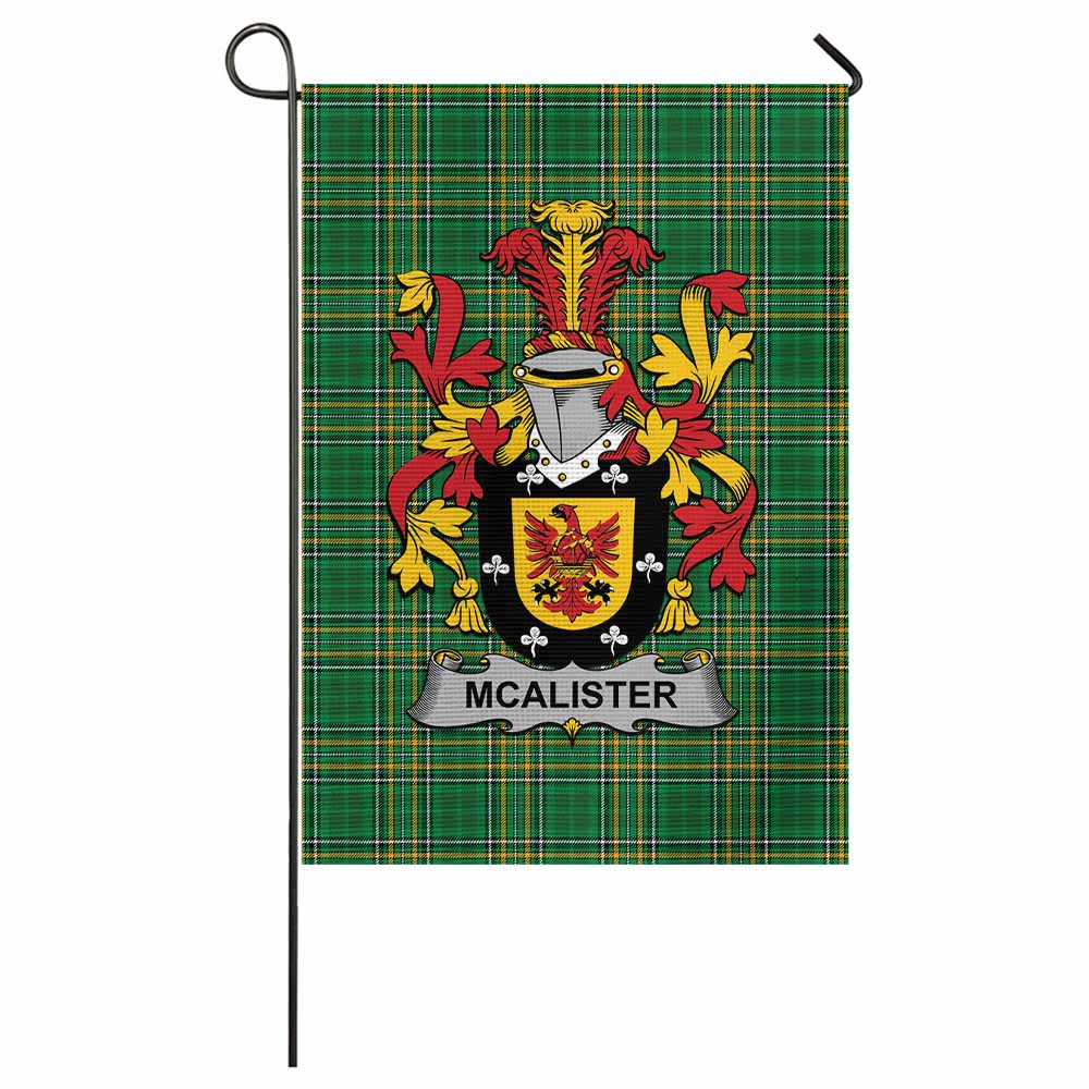 McAlister Irish Clan Tartan Garden Flag with Coat of Arms