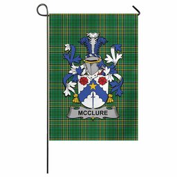 McClure Irish Clan Tartan Garden Flag with Coat of Arms