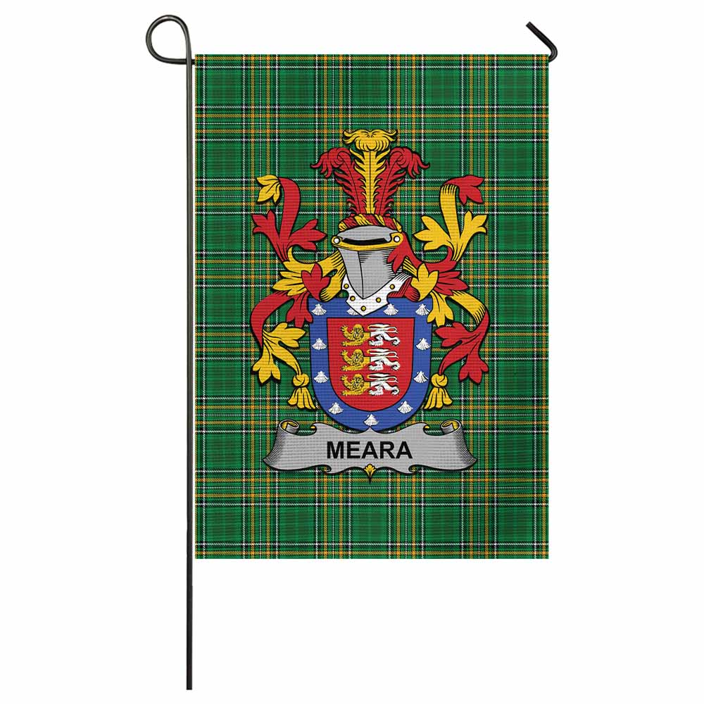 Meara Irish Clan Tartan Garden Flag with Coat of Arms