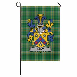 Lany Irish Clan Tartan Garden Flag with Coat of Arms