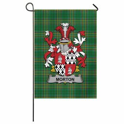 Morton Irish Clan Tartan Garden Flag with Coat of Arms