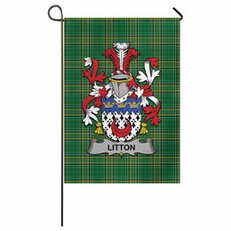 Litton Irish Clan Tartan Garden Flag with Coat of Arms