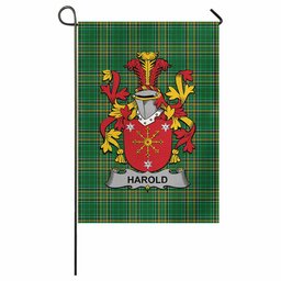 Harold Irish Clan Tartan Garden Flag with Coat of Arms