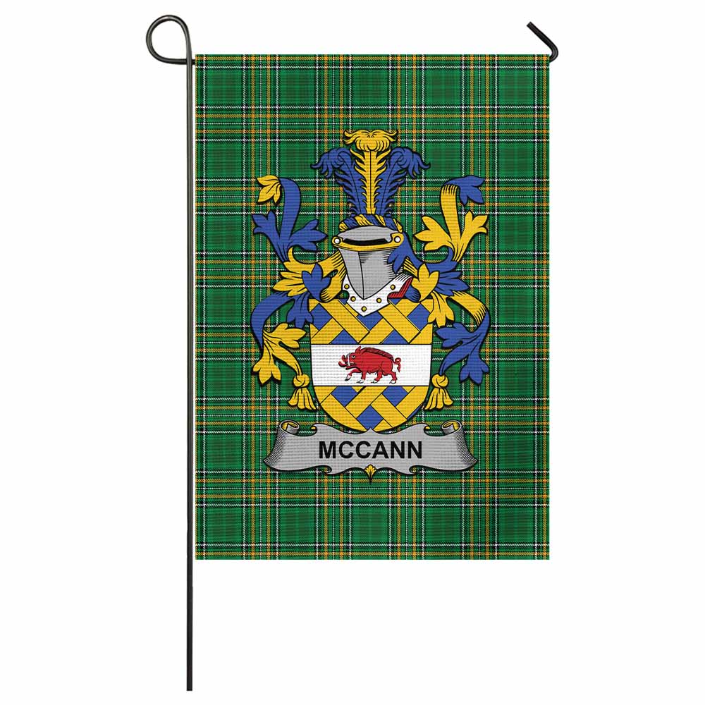 McCann Irish Clan Tartan Garden Flag with Coat of Arms
