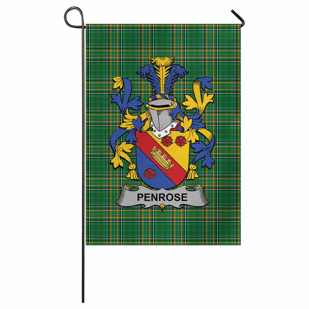 Penrose Irish Clan Tartan Garden Flag with Coat of Arms