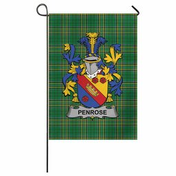 Penrose Irish Clan Tartan Garden Flag with Coat of Arms