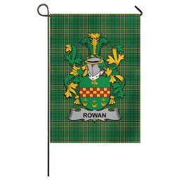 Rowan Irish Clan Tartan Garden Flag with Coat of Arms