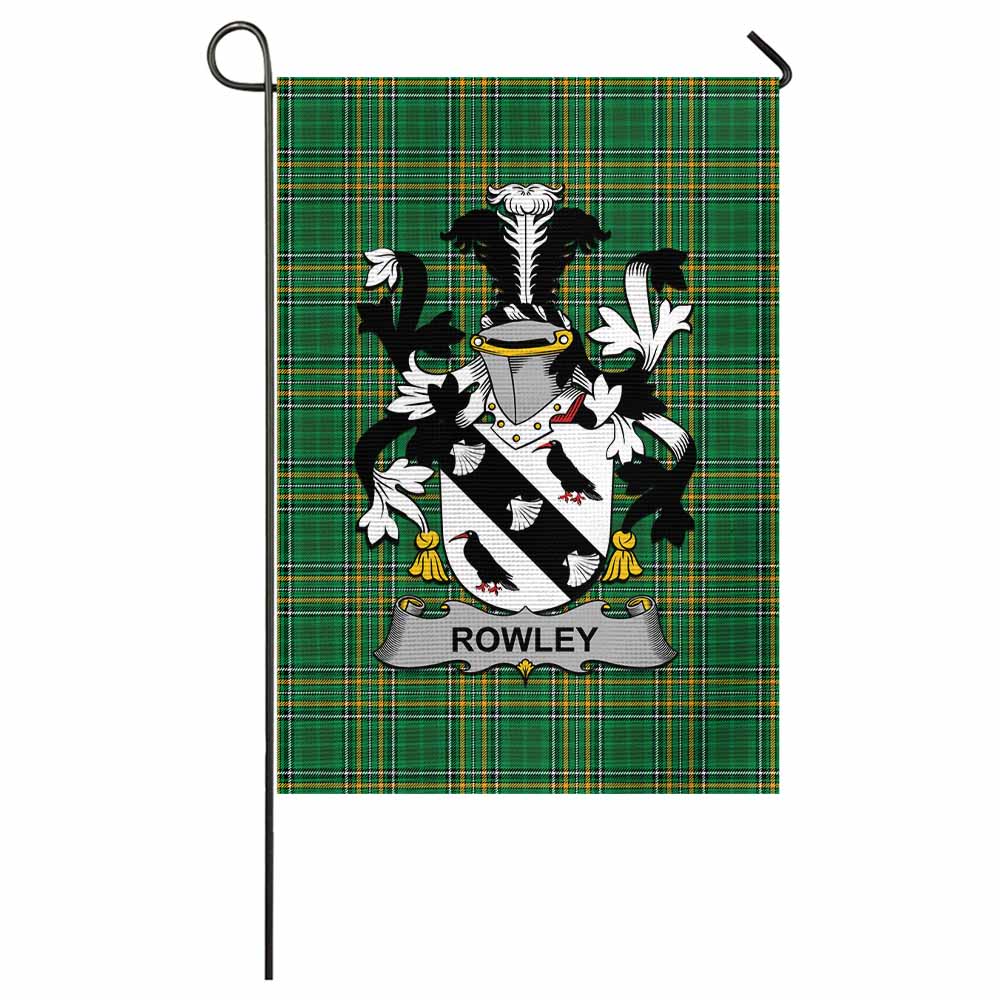 Rowley Irish Clan Tartan Garden Flag with Coat of Arms
