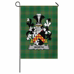 Worth Irish Clan Tartan Garden Flag with Coat of Arms