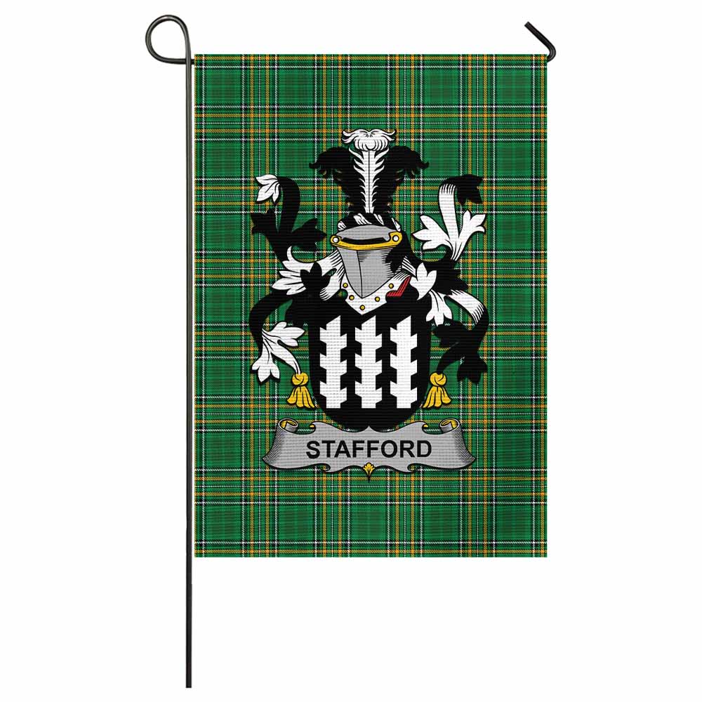 Stafford Irish Clan Tartan Garden Flag with Coat of Arms